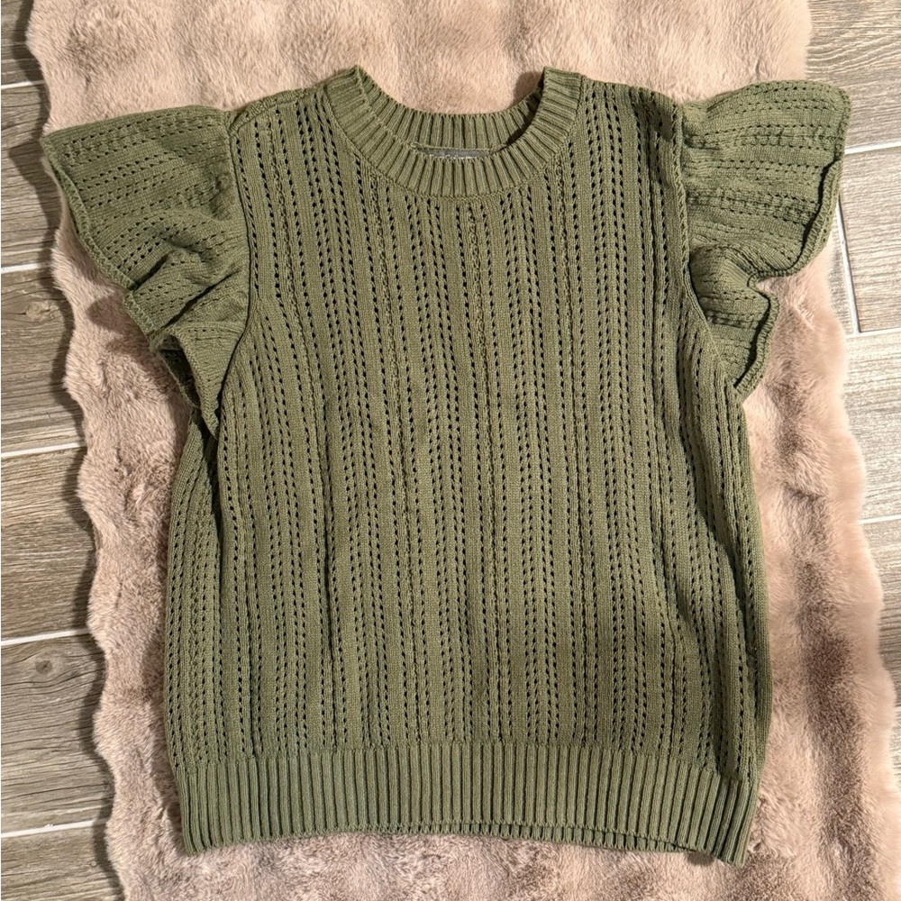 Olive green knit top from Grey Collective, size large
